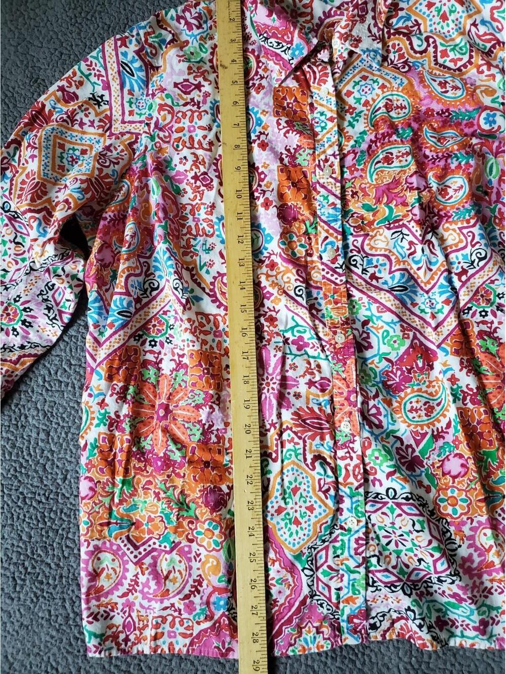 Lauren Ralph Lauren Bright Colorful button Down Blouse 2X Paisley - Picture 7 of 8